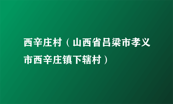 西辛庄村（山西省吕梁市孝义市西辛庄镇下辖村）