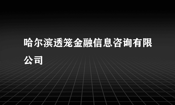 哈尔滨透笼金融信息咨询有限公司
