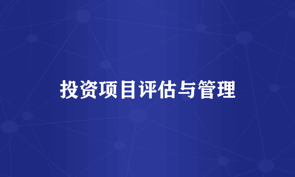 投资项目评估与管理