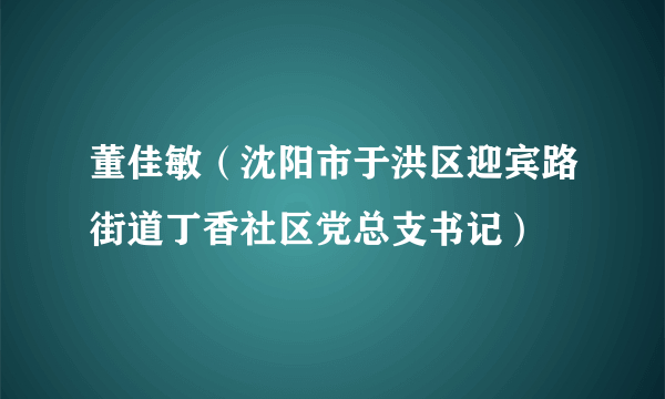 董佳敏（沈阳市于洪区迎宾路街道丁香社区党总支书记）