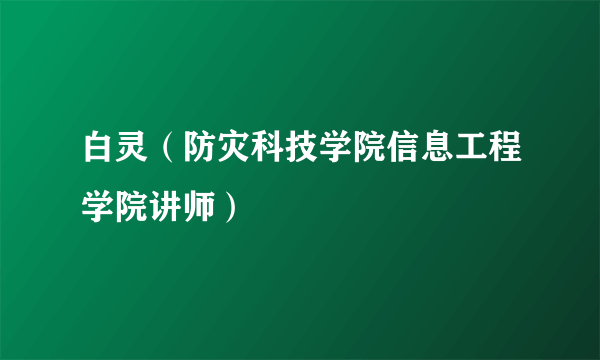 白灵（防灾科技学院信息工程学院讲师）