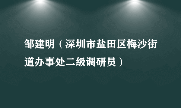 邹建明（深圳市盐田区梅沙街道办事处二级调研员）