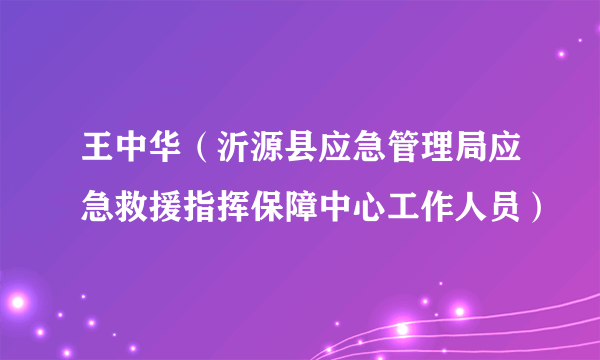 王中华（沂源县应急管理局应急救援指挥保障中心工作人员）