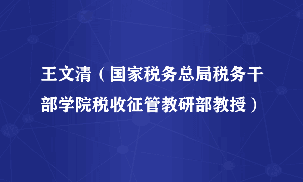 王文清（国家税务总局税务干部学院税收征管教研部教授）