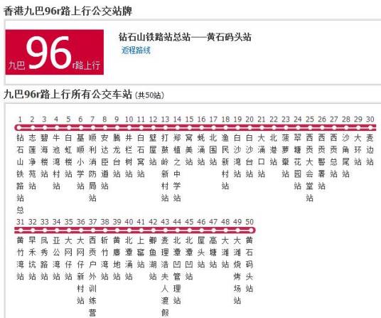 香港公交九巴96r路