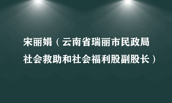 宋丽娟（云南省瑞丽市民政局社会救助和社会福利股副股长）