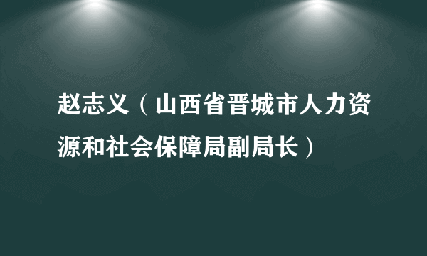 赵志义（山西省晋城市人力资源和社会保障局副局长）