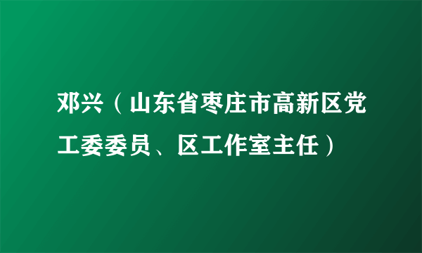 邓兴(山东省枣庄市高新区党工委委员、区工作室主任)