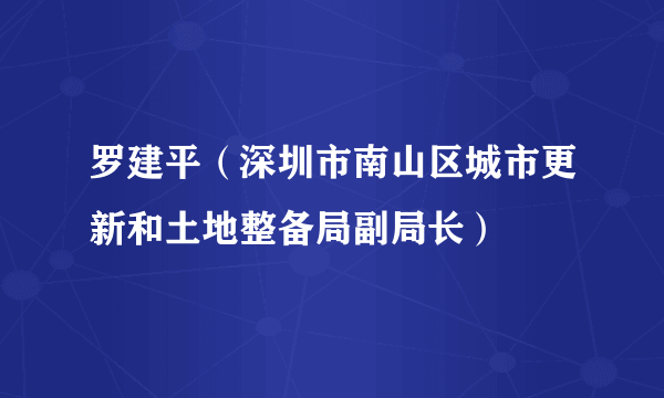 罗建平（深圳市南山区城市更新和土地整备局副局长）