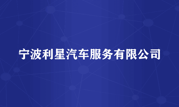 宁波利星汽车服务有限公司