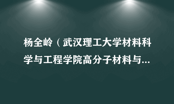 杨全岭（武汉理工大学材料科学与工程学院高分子材料与工程系主任）