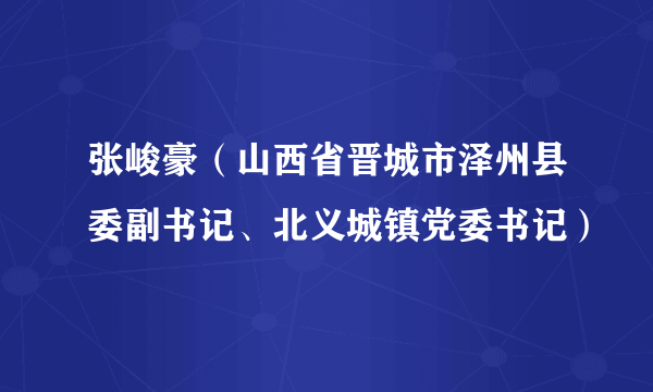 张峻豪（山西省晋城市泽州县委副书记、北义城镇党委书记）