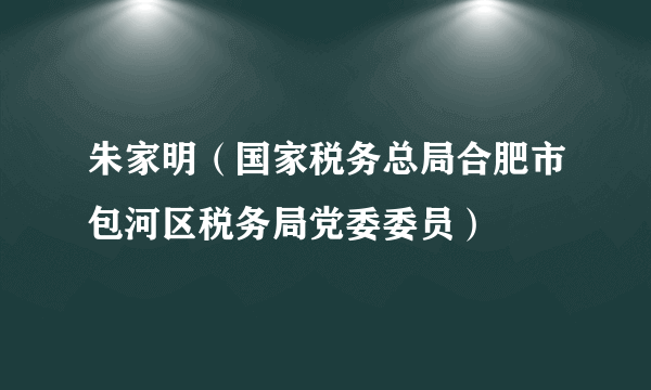 朱家明(国家税务总局合肥市包河区税务局党委委员)