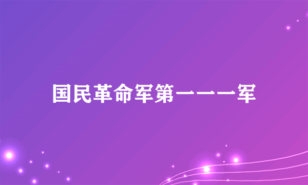 国民革命军第一一一军