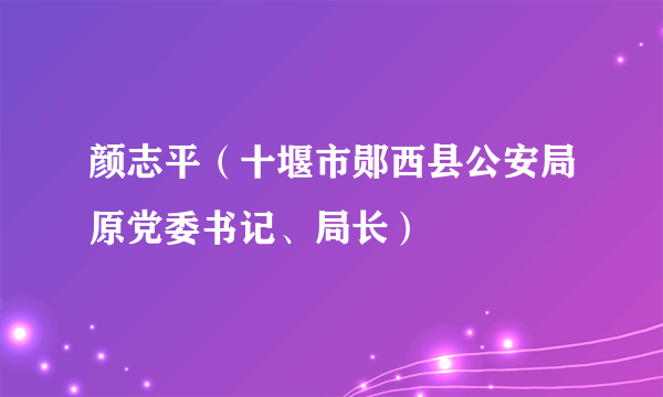 颜志平(十堰市郧西县公安局原党委书记、局长)