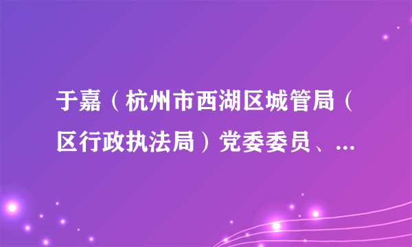 于嘉(杭州市西湖区城管局(区行政执法局)党委委员、副局长)