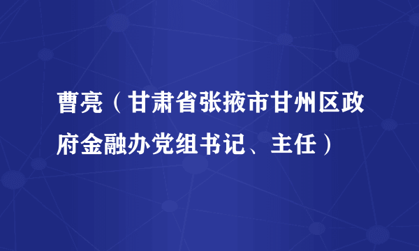 曹亮（甘肃省张掖市甘州区政府金融办党组书记、主任）