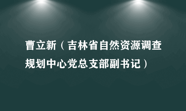 曹立新(吉林省自然资源调查规划中心党总支部副书记)