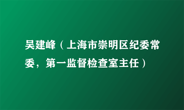 吴建峰(上海市崇明区纪委常委,第一监督检查室主任)