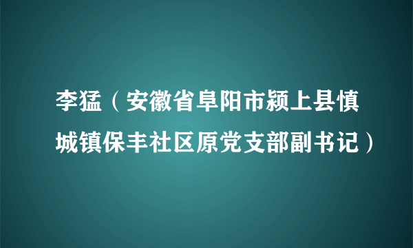 李猛(安徽省阜阳市颍上县慎城镇保丰社区原党支部副书记)