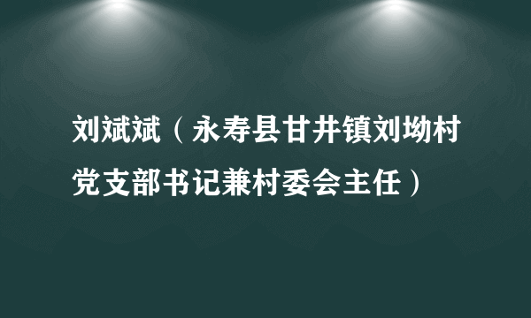 刘斌斌（永寿县甘井镇刘坳村党支部书记兼村委会主任）