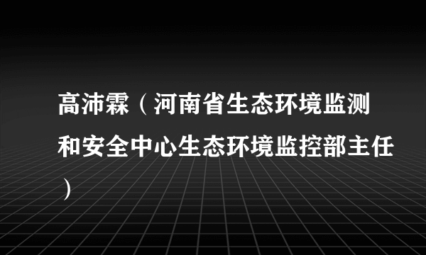 高沛霖（河南省生态环境监测和安全中心生态环境监控部主任）