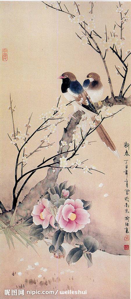 花鸟（张大千画作）