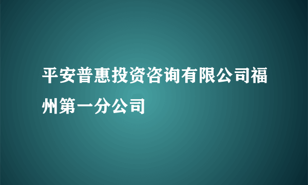 平安普惠投资咨询有限公司福州第一分公司