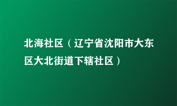 北海社区（辽宁省沈阳市大东区大北街道下辖社区）