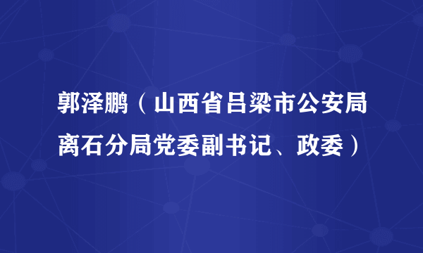 郭泽鹏（山西省吕梁市公安局离石分局党委副书记、政委）