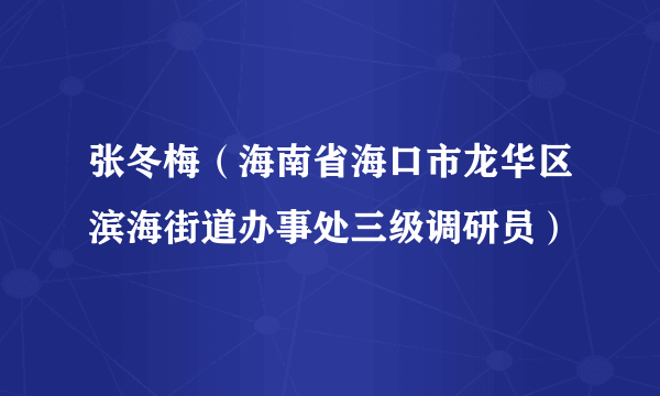 张冬梅（海南省海口市龙华区滨海街道办事处三级调研员）
