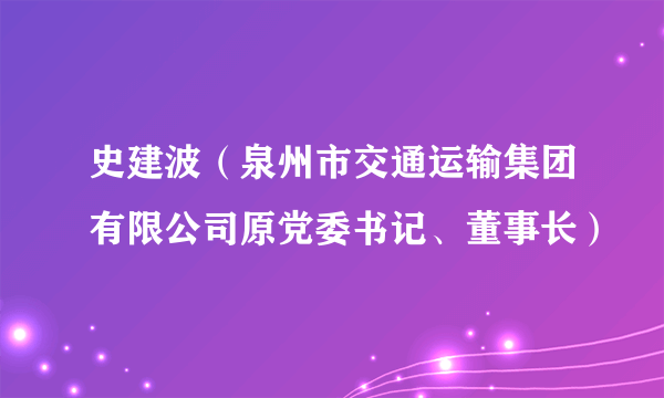 史建波(泉州市交通运输集团有限公司原党委书记、董事长)