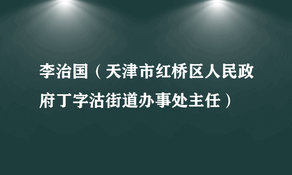 李治国（天津市红桥区人民政府丁字沽街道办事处主任）