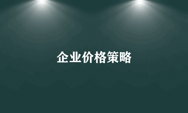 企业价格策略