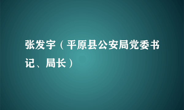 张发宇（平原县公安局党委书记、局长）