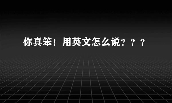 你真笨！用英文怎么说？？？