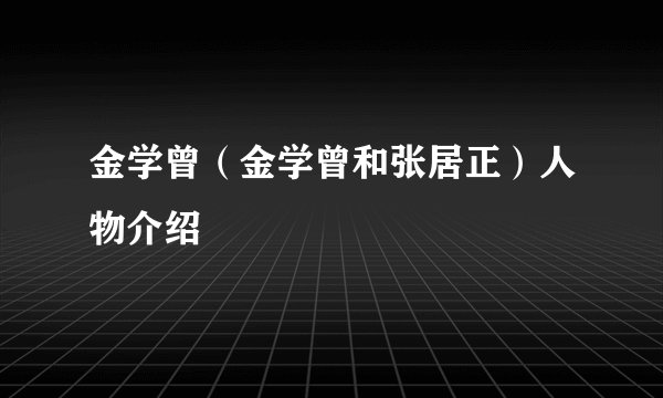 金学曾(金学曾和张居正)人物介绍