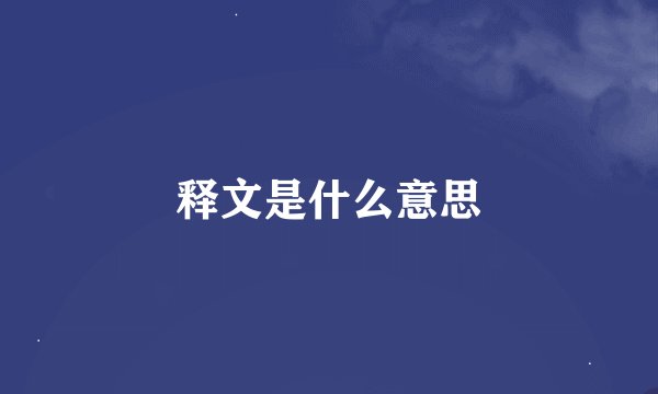 释文是什么意思