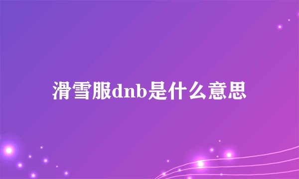 滑雪服dnb是什么意思