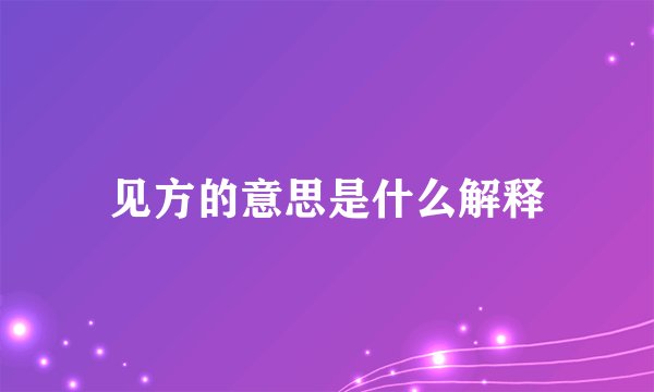 见方的意思是什么解释