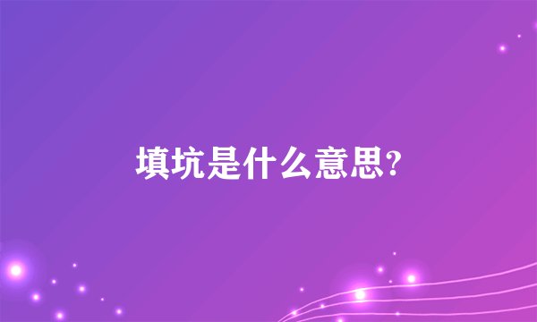 填坑是什么意思?