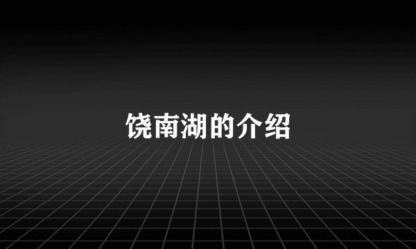 饶南湖的介绍