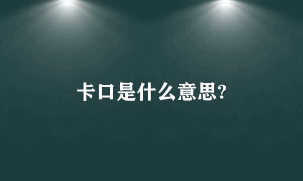 卡口是什么意思?
