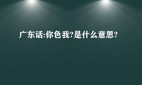 广东话:你色我?是什么意思?