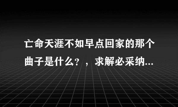 亡命天涯不如早点回家的那个曲子是什么？，求解必采纳。悬赏10
