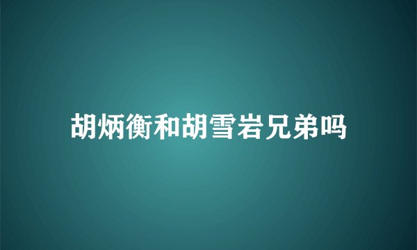 胡炳衡和胡雪岩兄弟吗