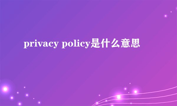 privacy policy是什么意思