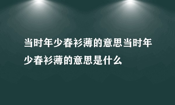 当时年少春衫薄的意思当时年少春衫薄的意思是什么