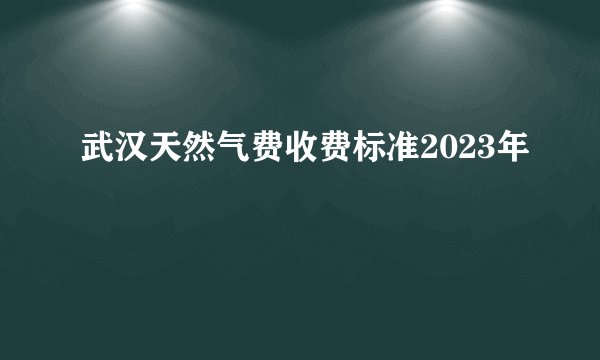 武汉天然气费收费标准2023年