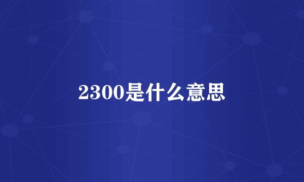 2300是什么意思